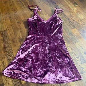 Strapped burgundy/pink velvet mini dress, size XS, worn once